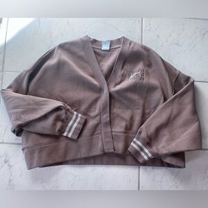 Women’s large Nike mocha brown varsity cropped cardigan preppy Jacket